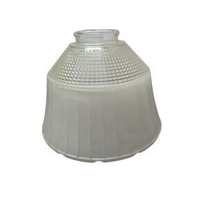 Vintage Paneled Grid Clear Milk Glass Lamp Shade National Home Light Council 954